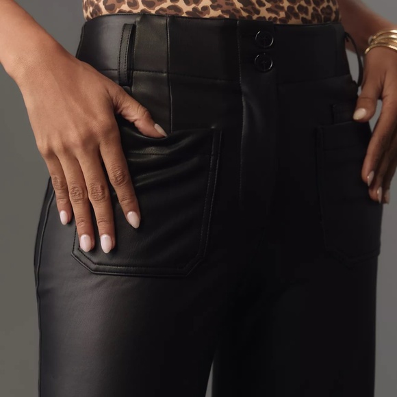 ANTHROPOLOGIE The Junie High-Rise Flare Pants by Maeve: Faux-Leather Edition NWT - Picture 4 of 8